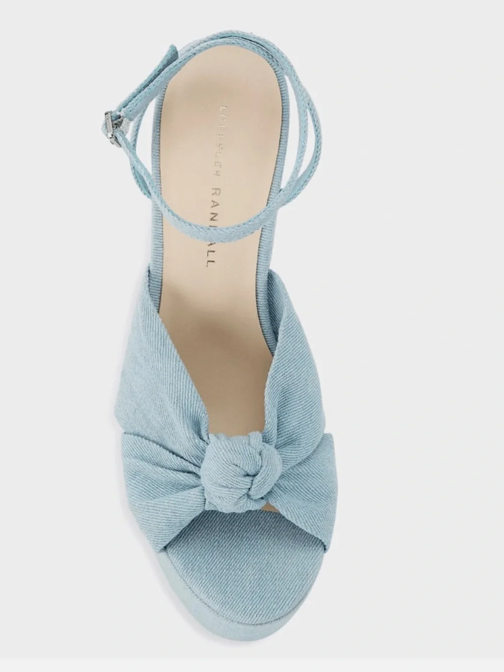 Loeffler Randall Light Blue Knotted Platform Sandal with Ankle Strap